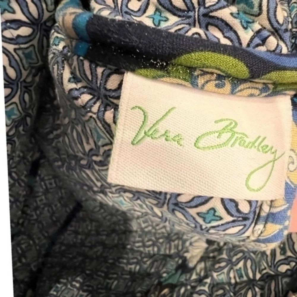 Vera Bradley Blue Messenger Bag Floral Lindsey Laptop Briefcase Book Bag 14x10x4